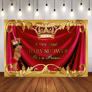 Mocsicka Red Royal Prince Baby Shower Backdrop Newborn Party Backdrops