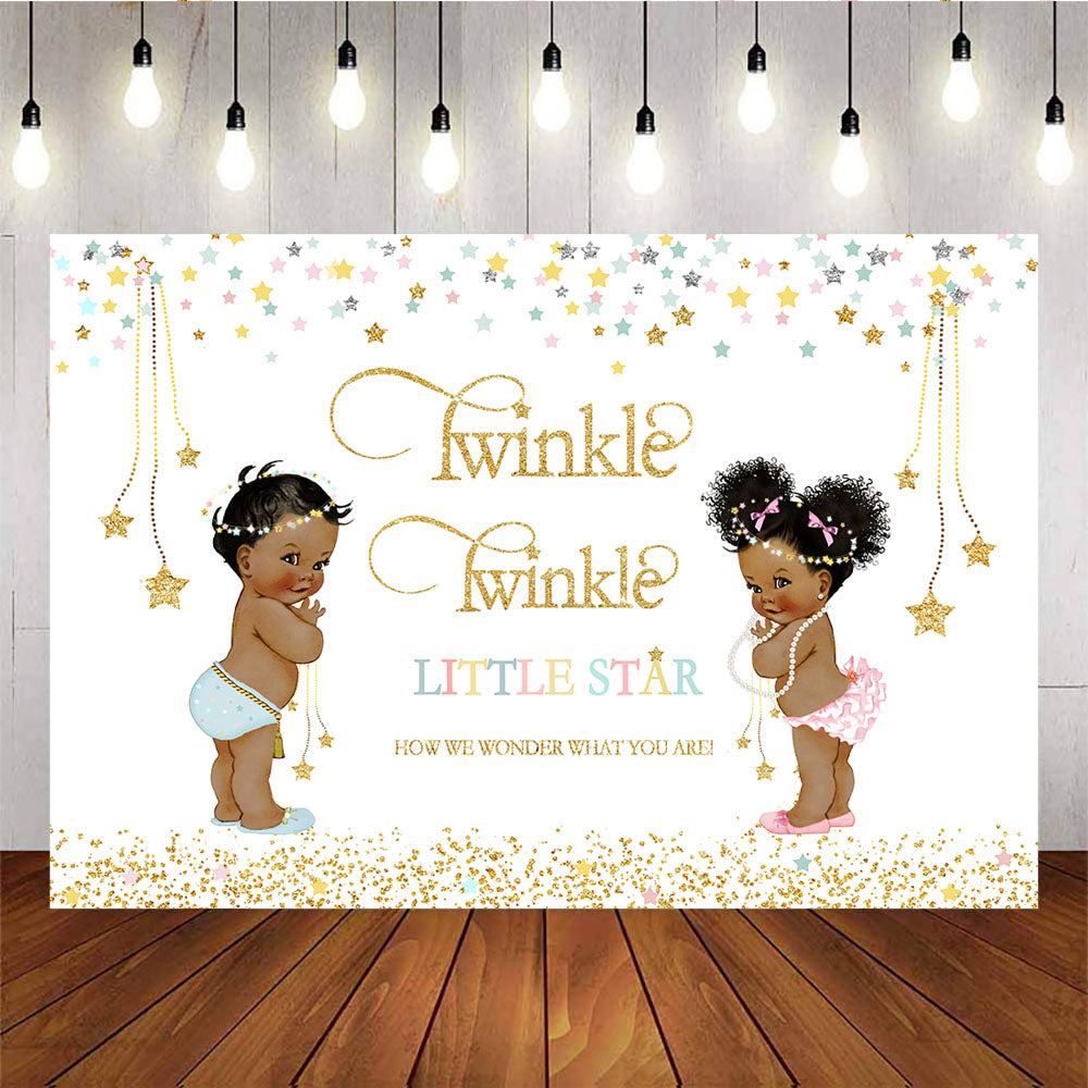 Mocsicka Twinkle Little Stars Gender Reveal Party Decoration Props Photo Backdrops-Mocsicka Party