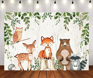 Mocsicka Woodland Forest and Wild Animals Birthday Baby Shower Backdrops-Mocsicka Party