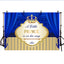 Mocsicka A Little Royal Prince is on His Way Sliver Crown Blue Curtain Photo Back Drops