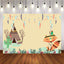 Mocsicka Woodland Feather Fox Birthday Backdrop Cactus Tent Photo Banners-Mocsicka Party