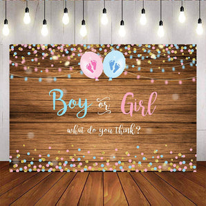 Mocsicka Boy or Girl Gender Reveal Backdrop Blue Pink Balloon Backdrops