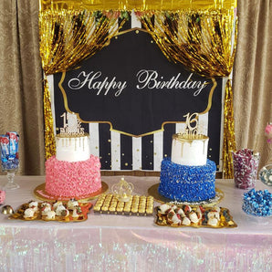 Mocsicka Black and White Stripes Birthday Party Backdrop Custom Backdrops-Mocsicka Party