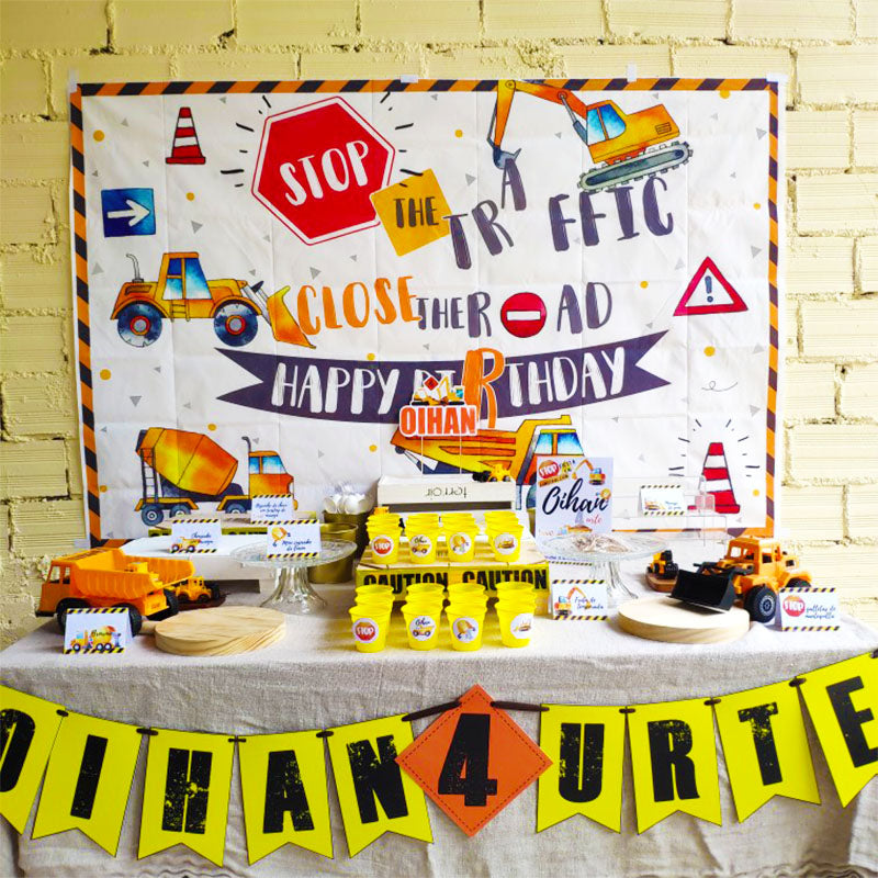 Mocsicka Traffic Theme Birthday Party Backdrop personalized Backdrops-Mocsicka Party
