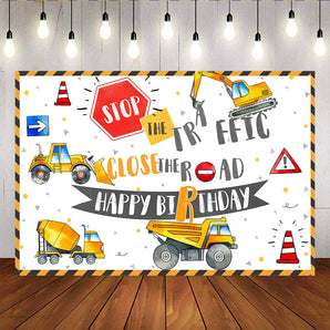 Mocsicka Traffic Theme Birthday Party Backdrop personalized Backdrops