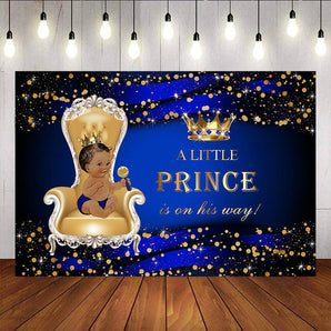 Mocsicka Royal Prince Baby Shower Backdrop Gold Dots Birthday Backdrops