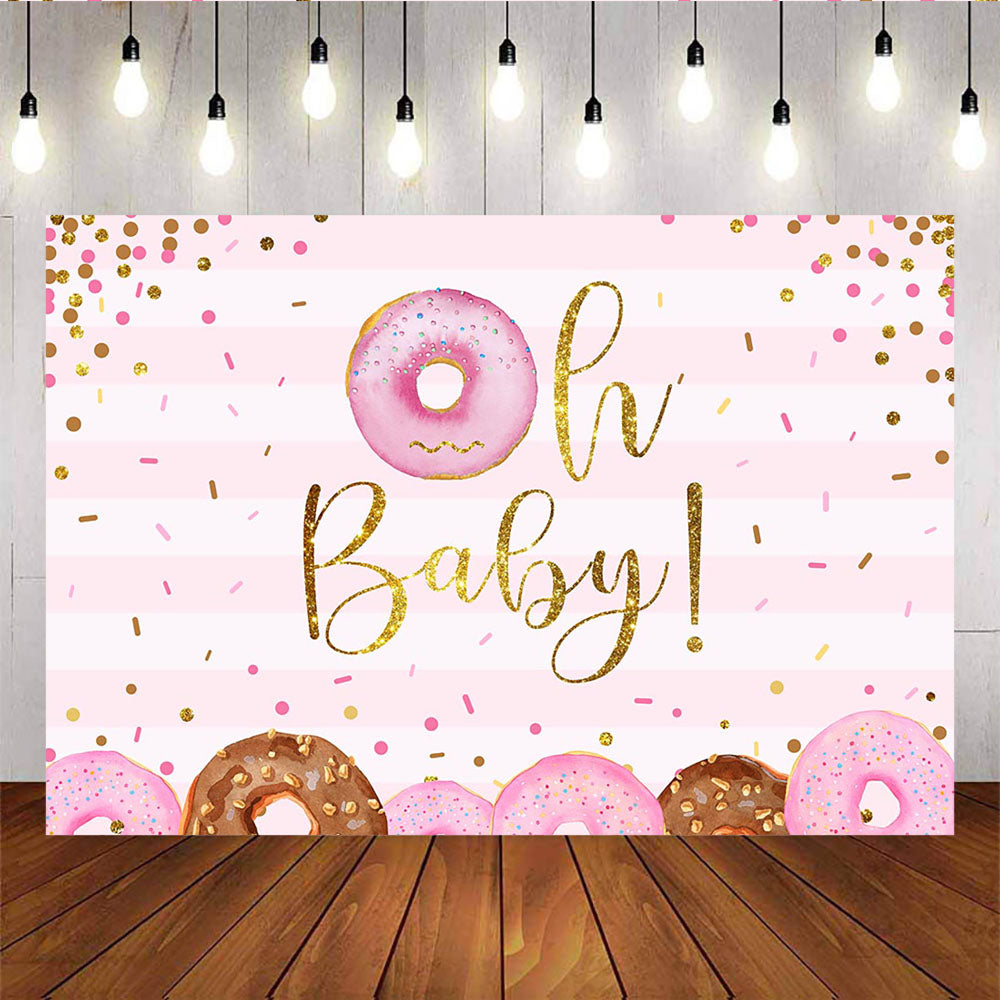 Mocsicka Oh Baby Pink Donuts Birthday Backdrop Baby Shower Backdrops
