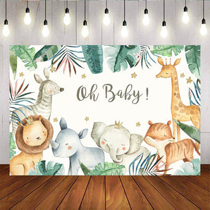 Mocsicka Oh Baby Wild Animals Backdrop Safari Baby Shower Backdrops-Mocsicka Party