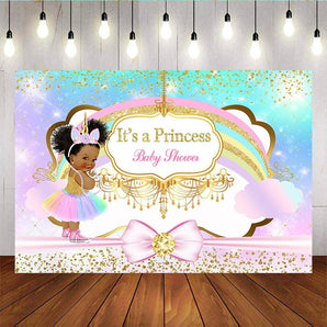 Mocsicka It's a Princess Baby Shower Backdrop Rainbow Newborn Backdrops