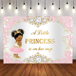 Mocsicka Ballet Princess Baby Shower Backdrop Pink Gold and Diamonds Backdrops