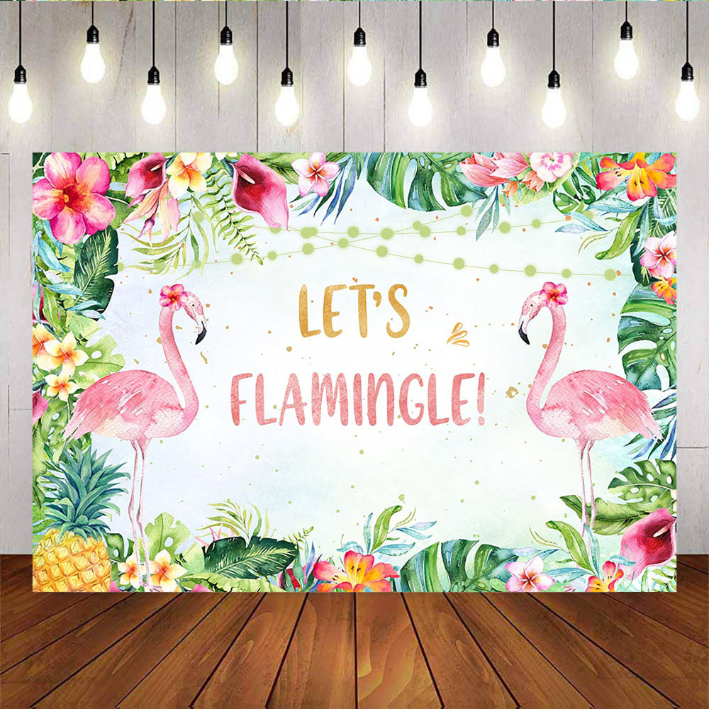 Mocsicka Let's Flamingo Birthday Party Supplies Summer Tropical Floral Background-Mocsicka Party