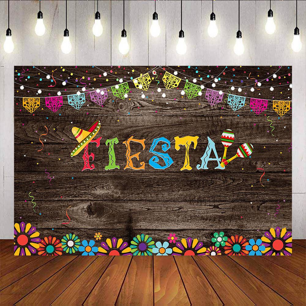 Custom Mexican Fiesta Birthday Backdrop Wooden and Sunflower Backdrops ...