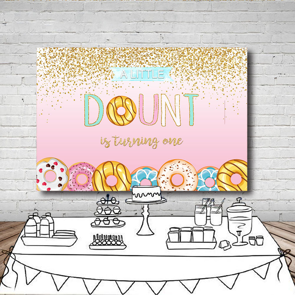 Mocsicka A Little Donut is Turning One Backdrop Pink Background Birthday Party Props-Mocsicka Party