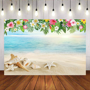 Mocsicka Summer Beach Theme Party Props Hawaii Floral Aloha Birthday Backdrops-Mocsicka Party