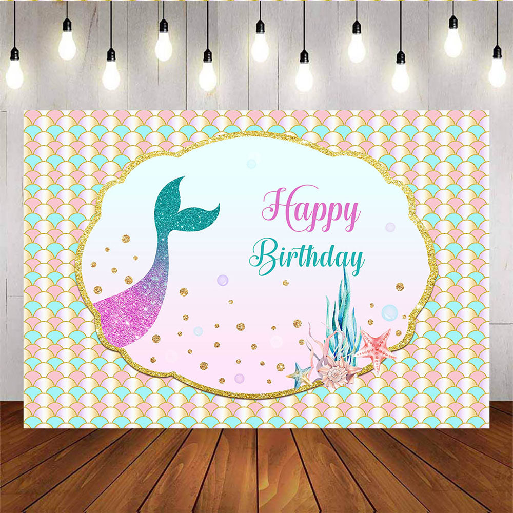 Mocsicka Mermaid Scale Glare Background Custom Birthday Party Props-Mocsicka Party