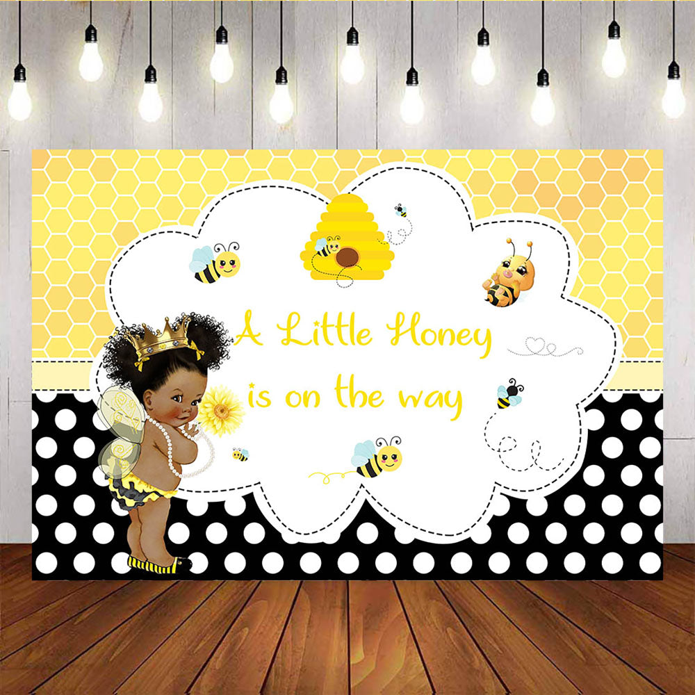 Mocsicka A Little Honey Bee is on the Way Backdrop Sweet Girl Baby Shower Back Ground-Mocsicka Party