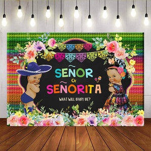 Mocsicka Mexican Senor or Senorita Gender Reveal Party Decoration Background