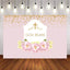 Mocsicka God Bless Baptism Baby Shower Backdrop Pink Flowers Photo Prop-Mocsicka Party