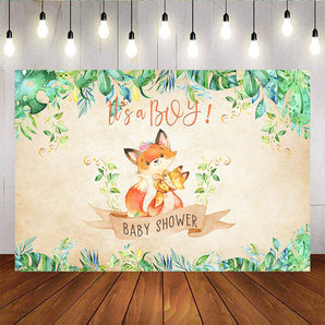 Mocsicka It's a Boy Baby Shower Backdrop Woodland Newborn Backdrops