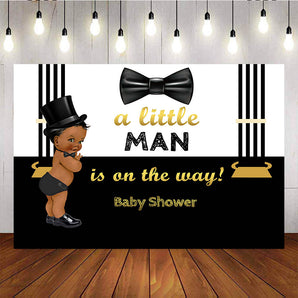 Mocsicka A Little Man is on the Way Background Dress Boy Baby Shower Backdrop-Mocsicka Party