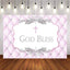 Mocsicka Pink Rhombus Lattice God Bless Backdrop Baby Shower Background-Mocsicka Party
