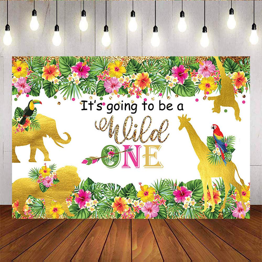 Mocsicka Golden Animals Spring Floral Wild One First Birthday Party Decoration Props-Mocsicka Party
