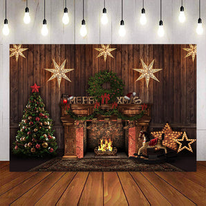 Mocsicka Merry Christmas Theme Home Fireplace Party Photo Background-Mocsicka Party