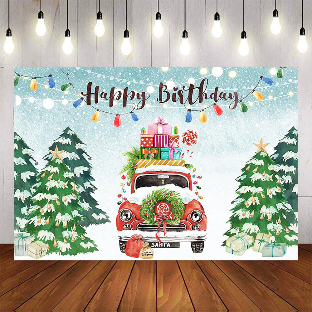 Mocsicka Merry Christmas Theme Happy Birthday Gift Car Party Photo Background-Mocsicka Party