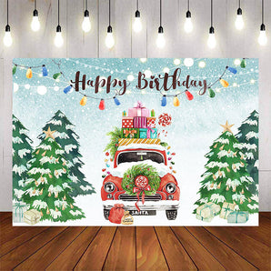 Mocsicka Merry Christmas Theme Happy Birthday Gift Car Party Photo Background-Mocsicka Party