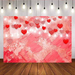 Mocsicka Happy Valentine's Day Oil Painting Graffiti Red Hearts Glitter Photo Backdrop-Mocsicka Party