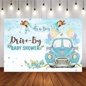 Mocsicka It's a Boy Baby Shower Backdrop Blue Car and Balloons Photo Background-Mocsicka Party