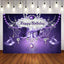 Mocsicka Masquerade Happy Birthday Backdrop Purple Mask and Diamonds Photo Background-Mocsicka Party