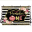 Mocsicka Little Pumpkin First Birthday Backdrop Flowers and Stripes Photo Banners
