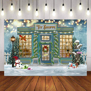 Mocsicka Merry Christmas Toy Shoppe Party Photo Background-Mocsicka Party