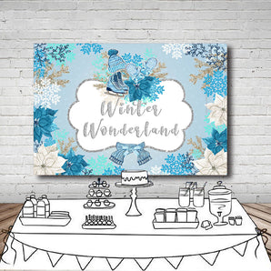 Mocsicka Winter Wonderland Cold Winter Snowflakes Baby Shower Backdrop