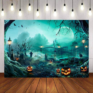 Mocsicka Halloween Theme Pumpkin and Castle Backdrop-Mocsicka Party