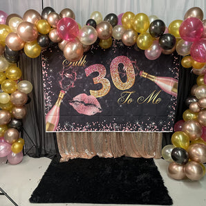 Mocsicka Champagne Pink Lips Happy 30th Birthday Backgrounds-Mocsicka Party