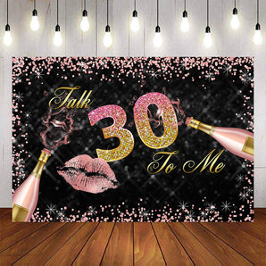 Mocsicka Champagne Pink Lips Happy 30th Birthday Backgrounds