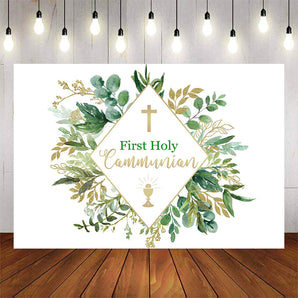 Mocsicka Green and Gold Leaves First Holy Communion Backdrops-Mocsicka Party