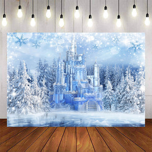 Mocsicka Crystal Castle and Snowflakes Happy Birthday Background