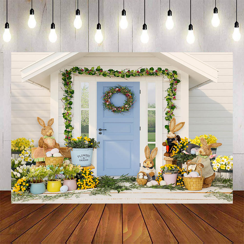 Mocsicka Earter Theme Colorful Eggs and Rabbits Photo Banners-Mocsicka Party