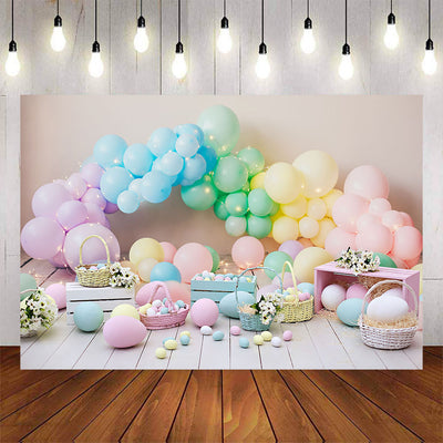 Mocsicka Easter Theme Eggs and Balloons Photo Backdrop-Mocsicka Party