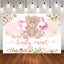 Mocsicka Little Bear and Flowers Baby Shower Backdrop-Mocsicka Party