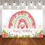 Mocsicka Sweet Strawberry Rainbow Happy Birthday Backdrop-Mocsicka Party