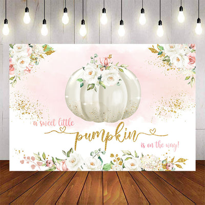 Mocsicka Little Pumpkin and Flowers Baby Shower Backdrop-Mocsicka Party