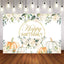 Mocsicka Little Pumpkin and Flowers Happy Birthday Backdrop-Mocsicka Party