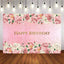 Mocsicka Pink Flowers Birthday Party Back drop Custom Theme Party Supplies