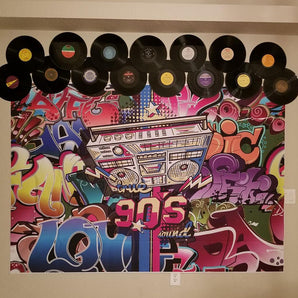 Mocsicka Back to the 90s Backdrop Graffiti Style Hip Hop Theme Party Decor-Mocsicka Party