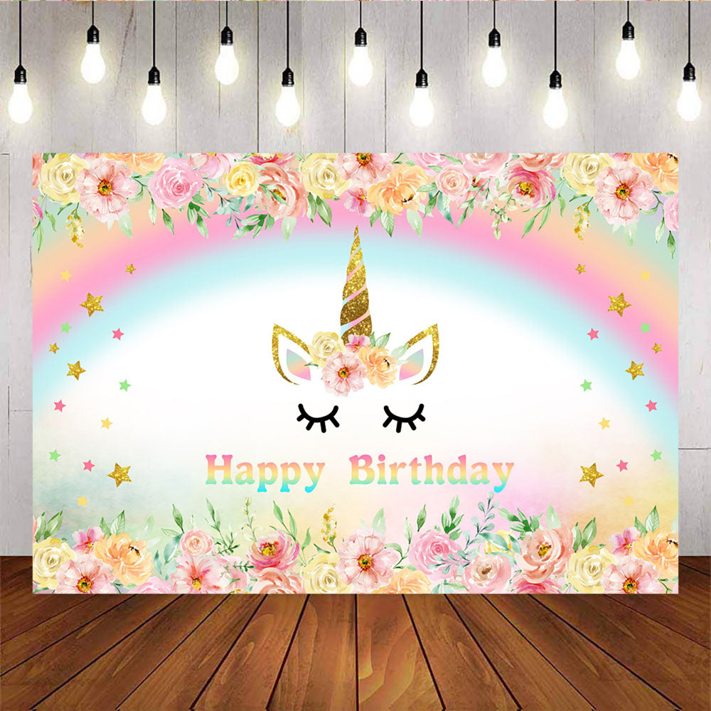 Mocsicka Rainbow Unicorn Birthday Party Supplies Twinkle Little Star Backdrops
