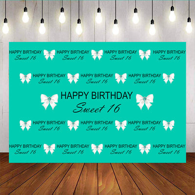 Mocsicka Happy Birthday Sweet 16th Backdrop Green Step and Repeat Photo Background-Mocsicka Party